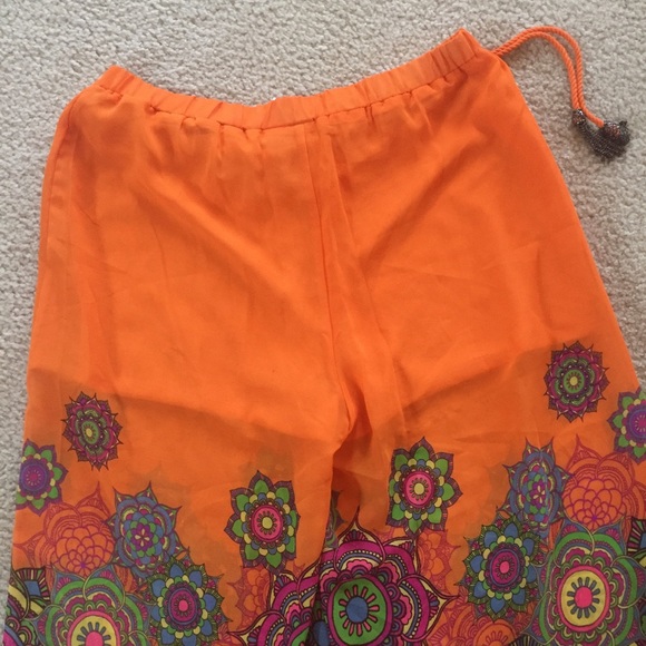 The Calssics Orange Floral Boho Sheer Palazzo Pant - Picture 7 of 7